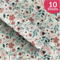 paper pep Green Spring Leaf Print Gift Wrapping Paper (19"X29") Pack of 10 Sheets Paper Gift Wrapper image 2