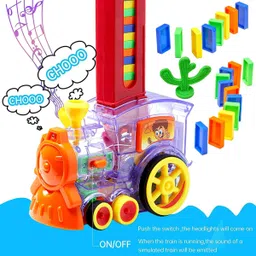 hirnaya Dominos Train Blocks Set With Lights & Sounds Domino Toy for Kids Boys and Girls image 3