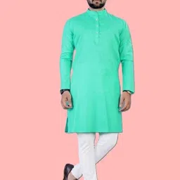 art curtain Men Solid Cotton Blend Straight Kurta-picture-10