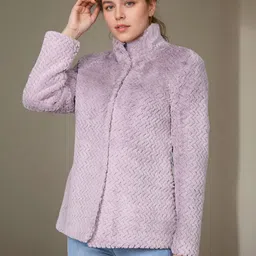 chemistry Polyester Solid Coat For Women image 1