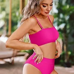 verma creation Woven Women Bikini Pink Swimsuit image 3