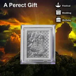 ASTRO-D 999 Silver Bhakti Radha-Krishna Frame Pocket Temple Decorative Showpiece Decorative Showpiece - 7.5 cm image 2