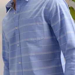 highlander Men Slim Fit Striped Spread Collar Formal Shirt image 4