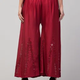 diamond ruby Women Relaxed Maroon Viscose Rayon Trousers image 3