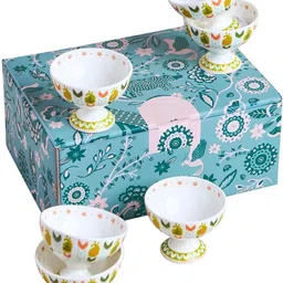 drumstone Ceramic Dessert Bowl Dessert Cups with Ikat Prints image 1