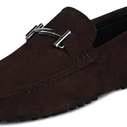 louis stitch Brown Suede Leather Casual Loafers for Men (ITSUD) Size 8 Loafers For Men image 4