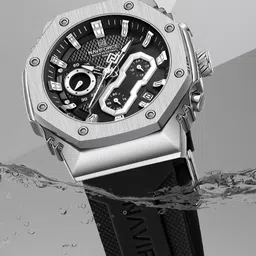 naviforce Sport Quartz Chronograph Waterproof Silicone Strap Luminous Date Wristwatch Analog Watch - For Men 8035G perfectly unique design image 2