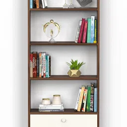 bluewud Molse Multipurpose Floor Standing Bookshelf with Drawer for Office Home Engineered Wood Semi-Open Book Shelf image 2