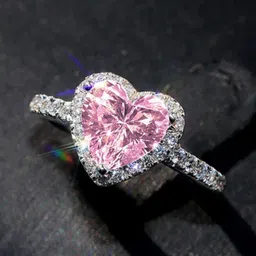 zarkan Authentic 925 Hallmark Silver Pink Heart Love Ring –Ideal Gift Sterling Silver Zircon Rhodium Plated Ring-picture-10