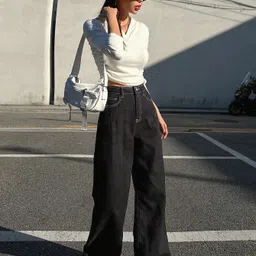 kotty Women Straight Fit High Rise Black Jeans image 2