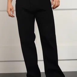 Men Boot-Leg Mid Rise Black Jeans-image-72