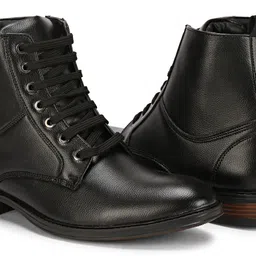 wenzel Leather Ankle Boots || Long Lace-Up Boots For Office & Parties & All Occasions Zip Boots For Men II Latest Patent Leather Zip Boots II Chain Boots For Men For Men image 2