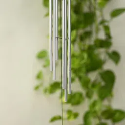 tejgiftss Feng Shui Long Metal Wind Chime with 6 Silver Pipes for Positive Energy Aluminium Windchime image 5
