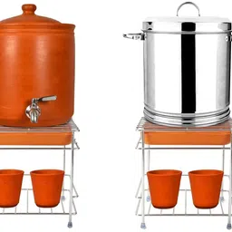 marqo Utensil Kitchen Rack Heavy Steel Matka Stand for Kitchen with Free Tray, Glass Stand, Pot Stand Steel image 2