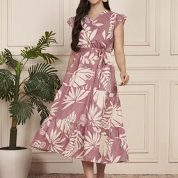 fbella Women A-line Multicolor Midi/Calf Length Dress image 5