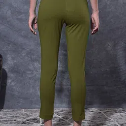 dollar missy Women Regular Fit Dark Green Cotton Blend Trousers image 2