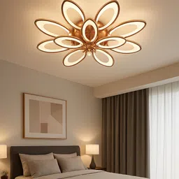 blissbells Modern LED Flower Chandelier, 12-Petal Design, Rose Gold Frame Ceiling Light Ceiling Lamp-picture-12