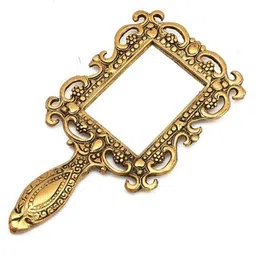 sp handicrafts Metal Handheld Mirror with Handle Antique Craft Rajasthani Decorative Showpiece - 17 cm image 2