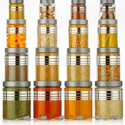 innovate hub Round Grey Jar Container Set of 16– 1200ml, 650ml, 350ml, 250ml Storage Box-picture-42