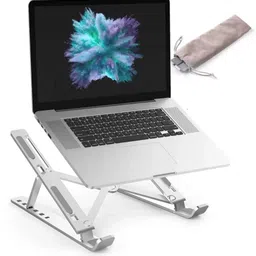 newtrendingitemz laptopstandnormal Aluminium Desk Stand Laptop Stand with Adjustable Height Compatible with Universal Laptops image 4