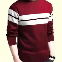 leotude Men Striped Round Neck Cotton Blend Maroon T-Shirt-picture-12