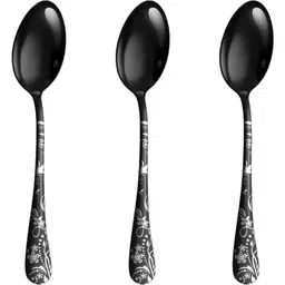 kitchease Silverware Dessert Spoons|5-Pcs Flatware for Ice-Cream, Ice-Tea|Charcoal Black Stainless Steel Cutlery Set-picture-22