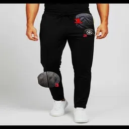 j f c Men Self Design Black Track Pants image 3