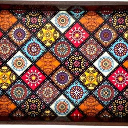 angira handicarft Wooden Tray set of 3 for serving Tea/coffee/snacks AHS-TRAY069_1310 Tray image 2