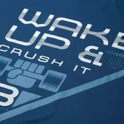 hrx by hrithik roshan Men Printed Round Neck Polyester Blue T-Shirt image 2