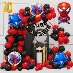 aoes Spider-Man 10th Birthday Decoration Kit Red Black Theme Balloon Garland For Kids-picture-14