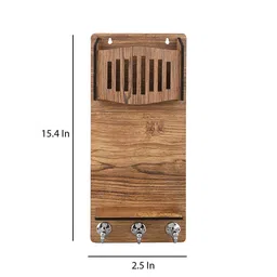 Beige Pocket Mobile Stand With Key Holder by Sehaz Artworks image 3