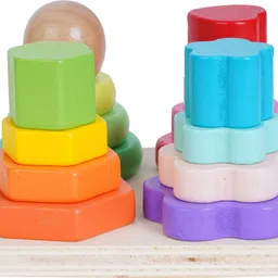 bufack Wooden Four shape Column Stacking Toys For Kids image 3