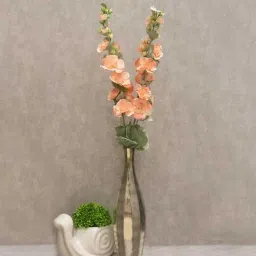 casacraft from pepperfry Stunning Artificial Peach Hollyhock Flower (Peach)-picture-26