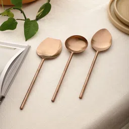 vareesha Rose Gold Stainless Steel Serving Spoons Set of Three Stainless Steel Cutlery Set-picture-13