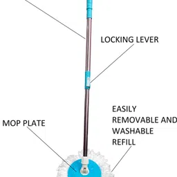 mopkart Floor Cleaner Mop Stick Rod Stainless Steel Mop Handle with 1 Microfiber Head Mop Head and Rod image 2