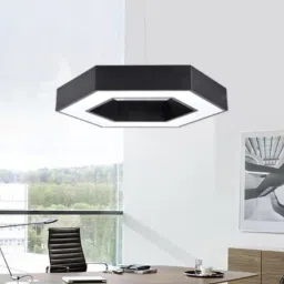 smartway lighting Hexagon Hollow Black Metal Hanging Light image 2