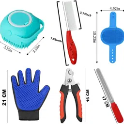 deep option DP-6 In 1 Pet Grooming Kit | Bath Brush,Comb & Shampoo Scrubber Set Plain/ Bristle Brushes for Dog, Cat, Rabbit, Monkey, Mouse, Dog & Cat image 3