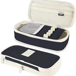 devdhan Zipper Closure Multifunctional Large Capacity Pencil Pouch , 2 Compartment Pencil Case Stationary, Classes Imported Heavy Quality Art Polyester Pencil Box-picture-12