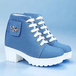 evoltar stylish casual Denim SkyBlue perfect ankle length jewel shoes for women Boots For Women-picture-24