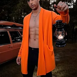 fashnet Men Straight Full Sleeve Yellow Shrug image 2