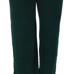 kanna fabric Women Loose Fit Dark Green Wool Trousers-picture-12