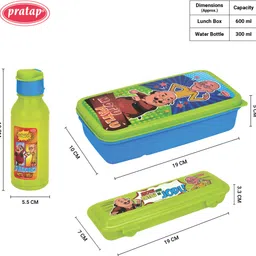 pratap Fun School Time(Hungry Kya Compact + Rocket 300 ml + Happy Write Jr) Motu Patlu 2 Containers Lunch Box image 2