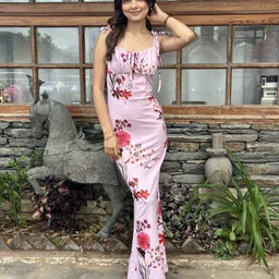 tandul Women Bodycon Pink Maxi/Full Length Dress-picture-38