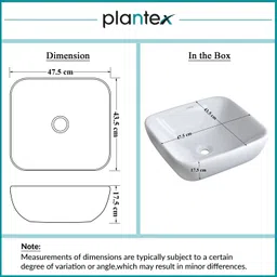 plantex Wash Basin/Wash Basin Hand Wash/Basin for Bathroom Platinium Tabletop Ceramic Rectangular Wash Basin/Countertop Sink (18.5x16.5x7) Table Top Basin image 3