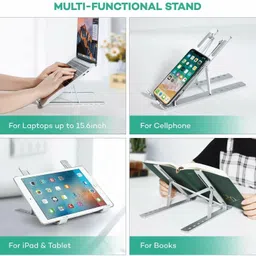 Onprix Adjustable Aluminum Laptop Stand for Desk Ergonomic Portable Foldable All Laptop Holder Riser Computer Stand Laptop Stand image 4