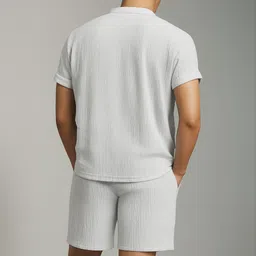 leriya fashion Men Night Suit Set White Solid image 2