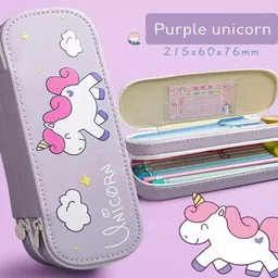 spoton enterprise Unicorn Pen & Pencil Pouch for Girls Boys School Students College with zipper Unicorn Art Artificial Leather Pencil Box image 2