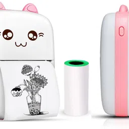 DRUMSTONE Mini Thermal Printer – Cute Cat Design Portable Inkless Printer for Photo Massager-image-5