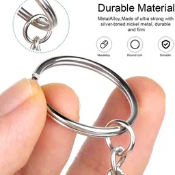 ashani creations Metal Split Keychain Ring Parts - 25mm with 26mm Chains and Open (Pack of 50) Key Chain image 3