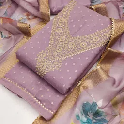 tavas Unstitched Chanderi Salwar Suit Material Embroidered-picture-16